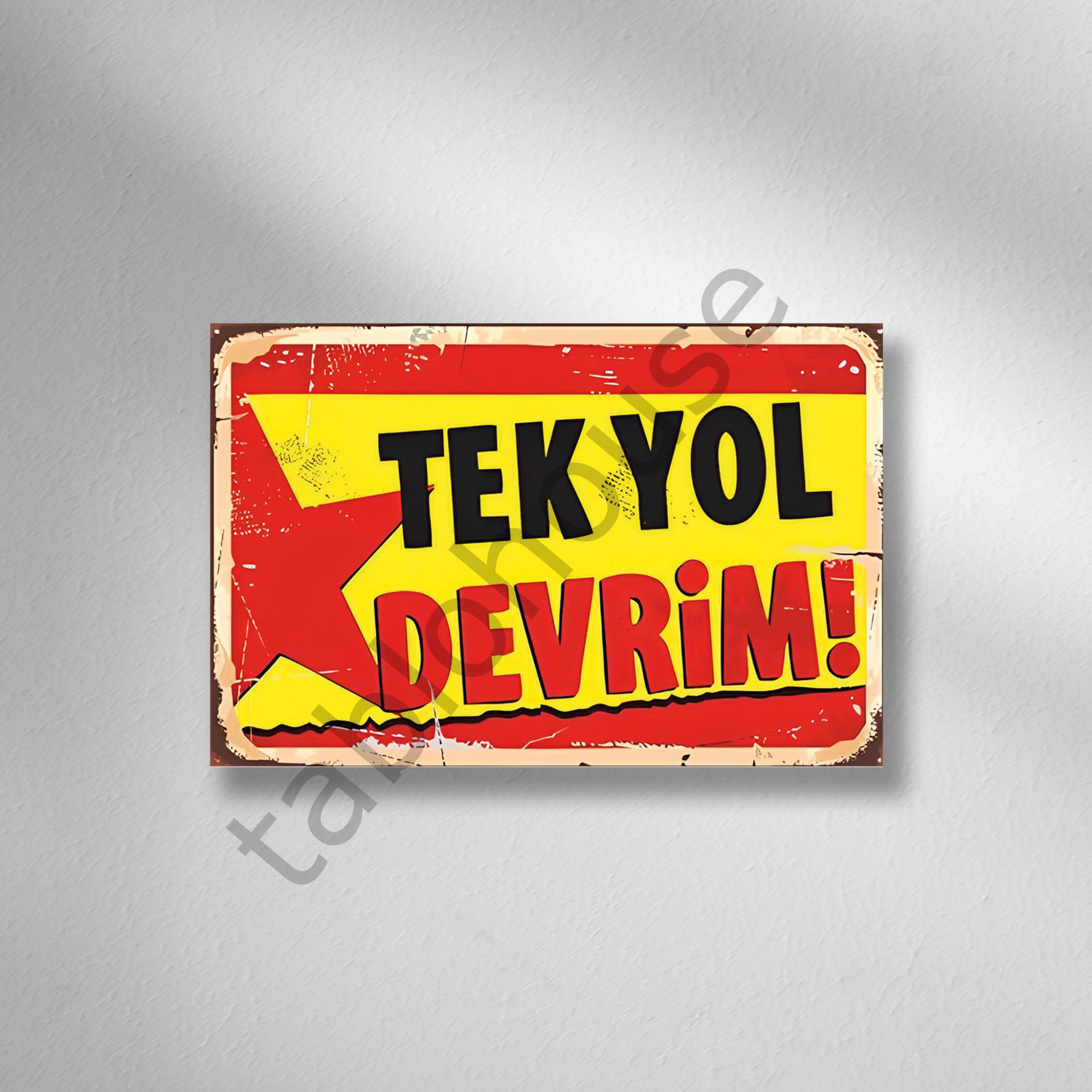 Tek Yol Devrim Retro Ahşap Poster