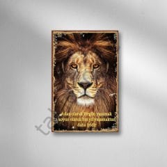Aslan Olarak Bir Gün Yaşamak Koyun Olarak Bin Yıl Yaşamaktan Daha İyidir Retro Ahşap Poster