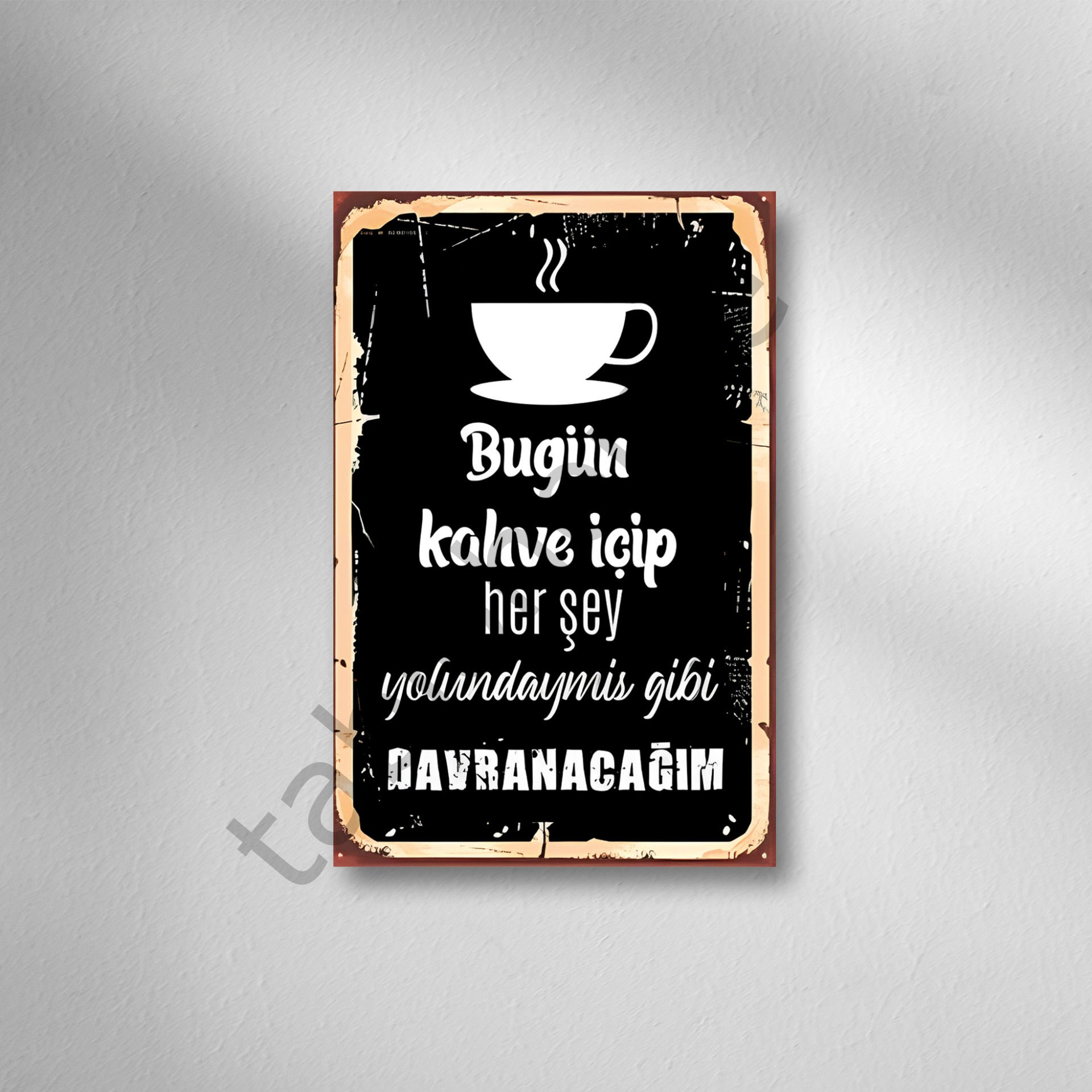 Kahve Retro Ahşap Poster