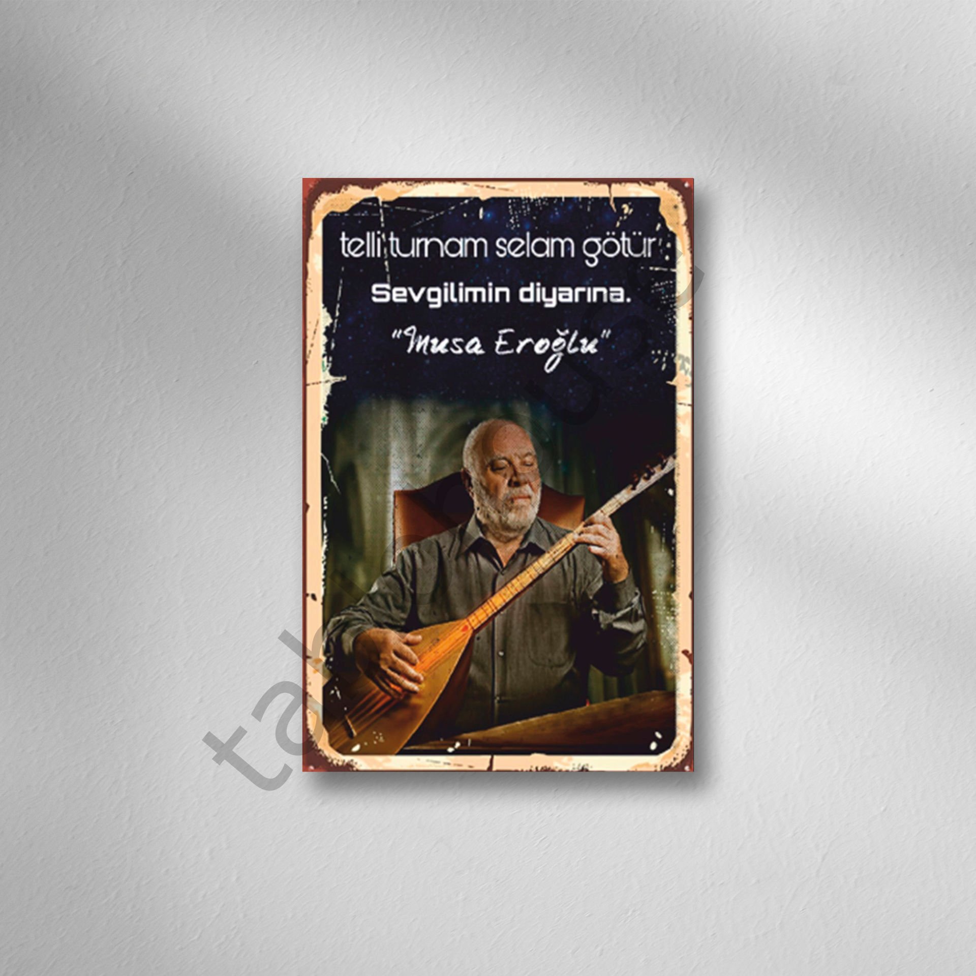 Musa Eroğlu ''Telli Turnam''Retro Ahşap Poster