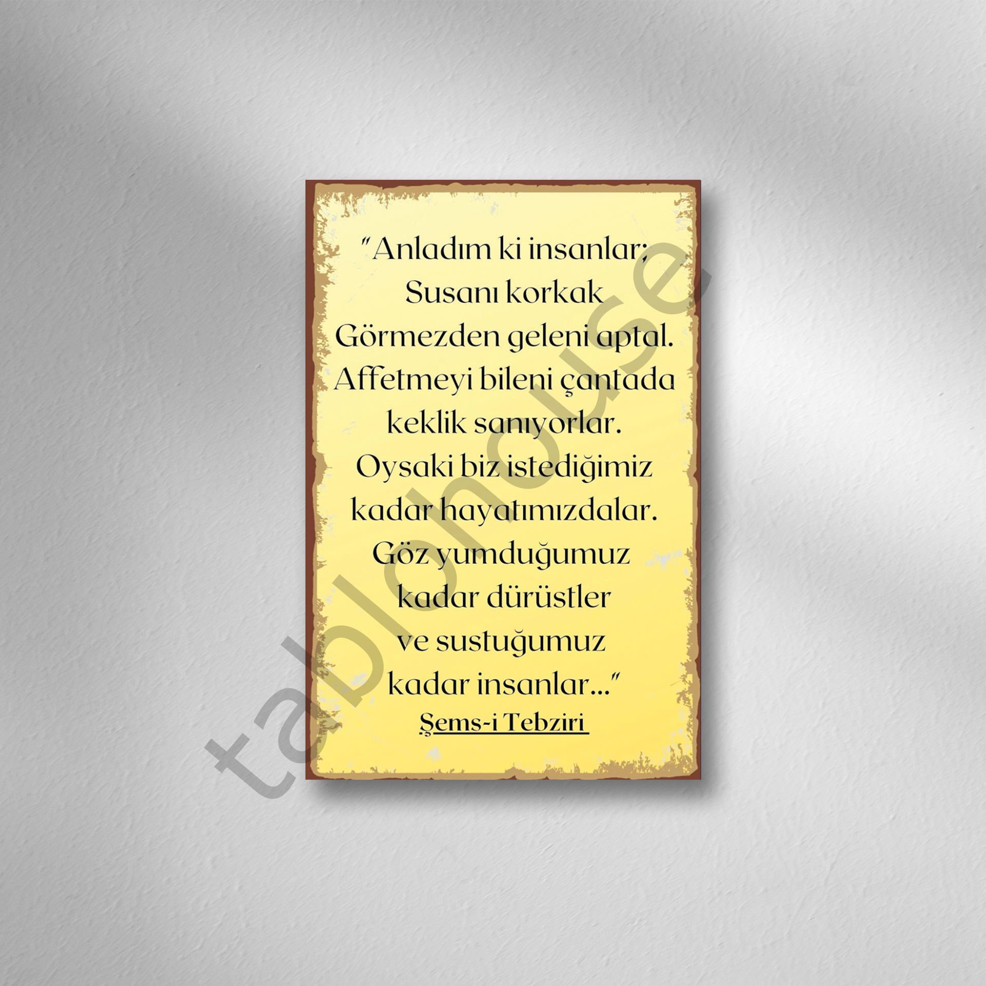 Şems-i Tebrizi Retro Ahşap Poster