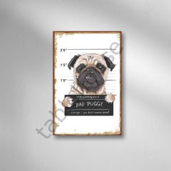 Bad Puggy Retro Ahşap Poster