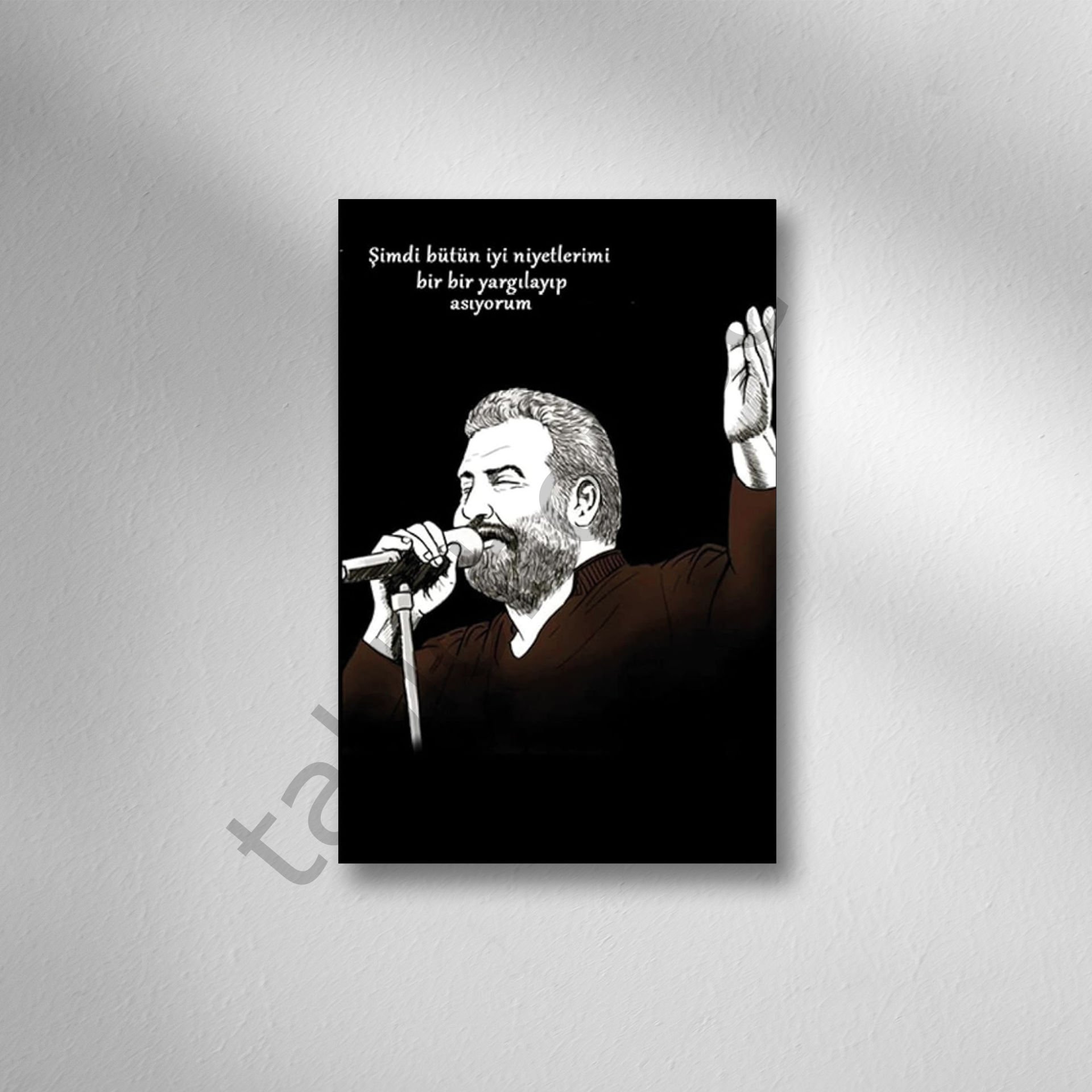 Ahmet Kaya Retro Ahşap Poster