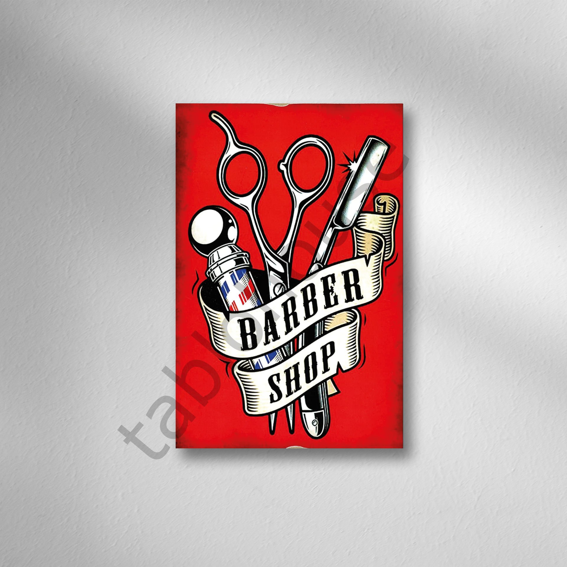 Barber Shop Retro Ahşap Poster