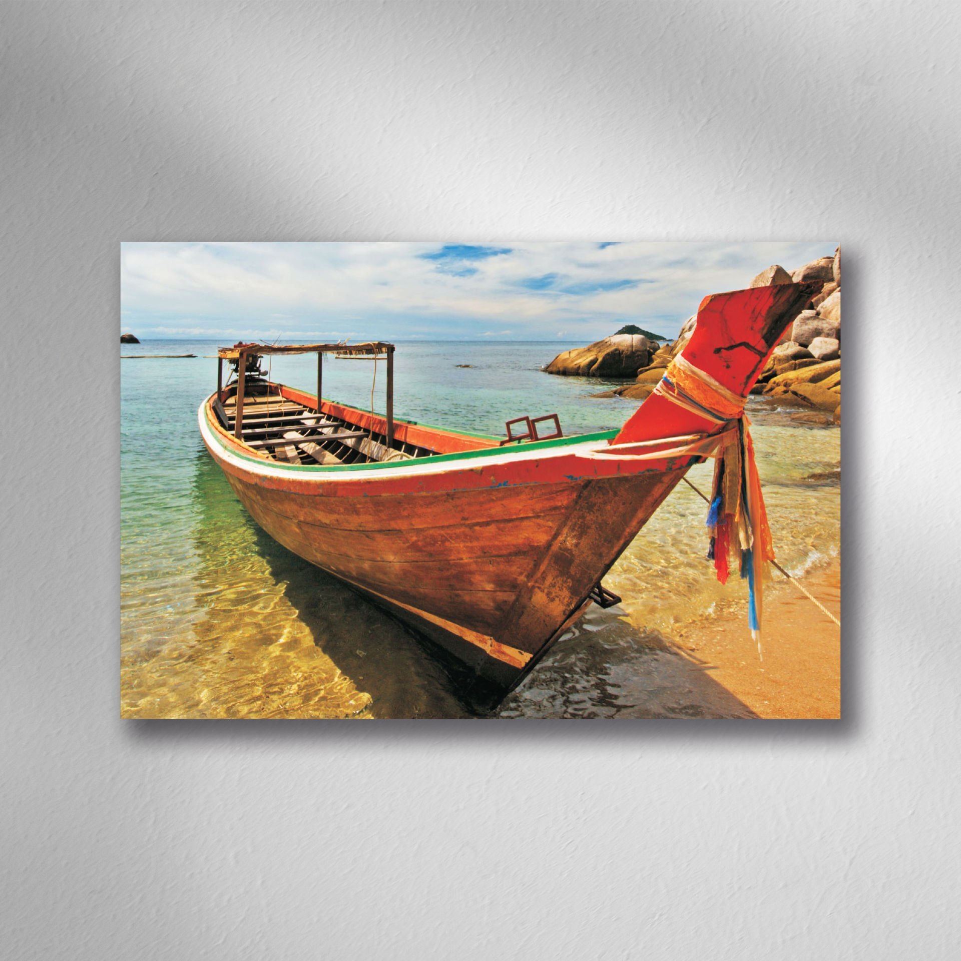 Tekne Deniz Kıyı Manzara Tablo