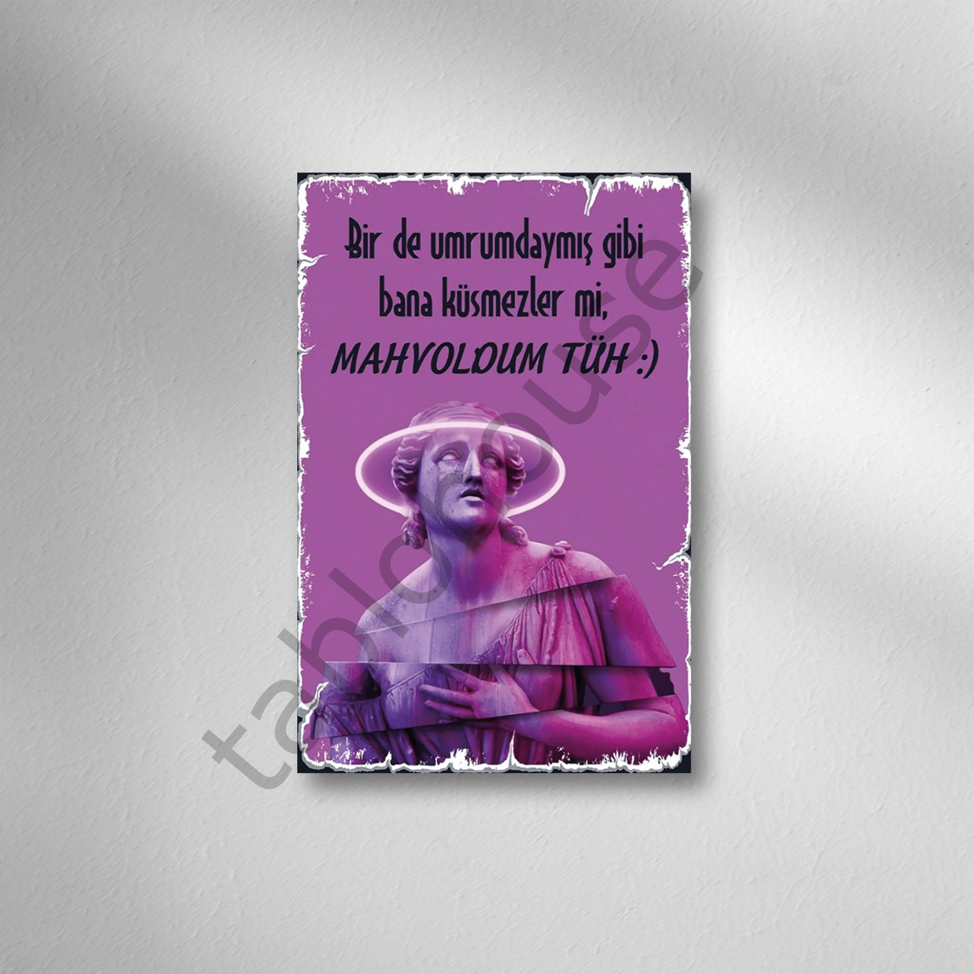 Heykel Mizah  Retro Ahşap poster
