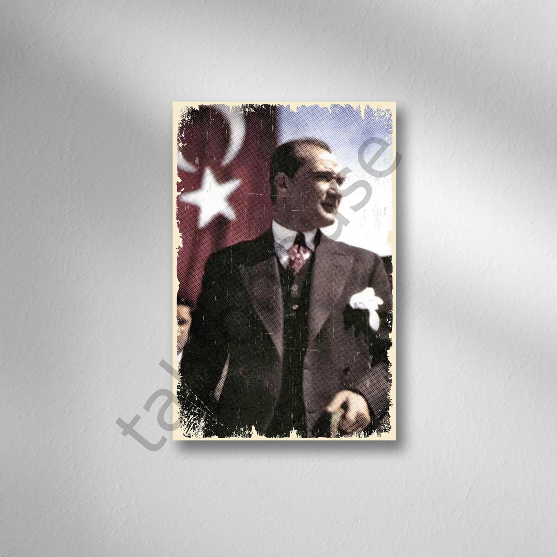 Mustafa Kemal Atatürk Retro Ahşap Poster