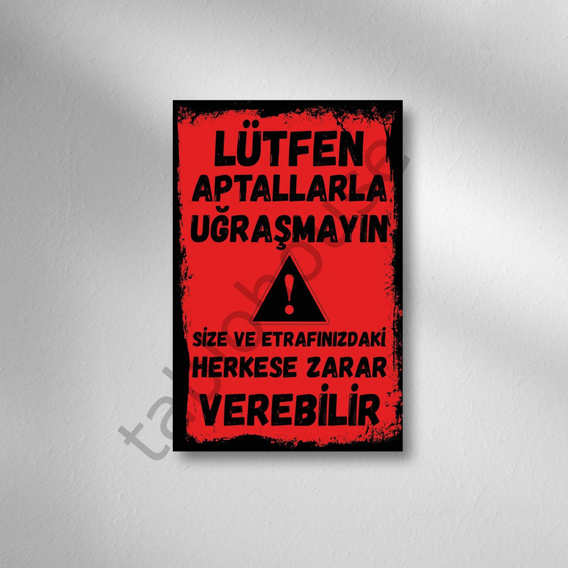 Lütfen Aptallarla Uğraşmayın  Retro Ahşap poster