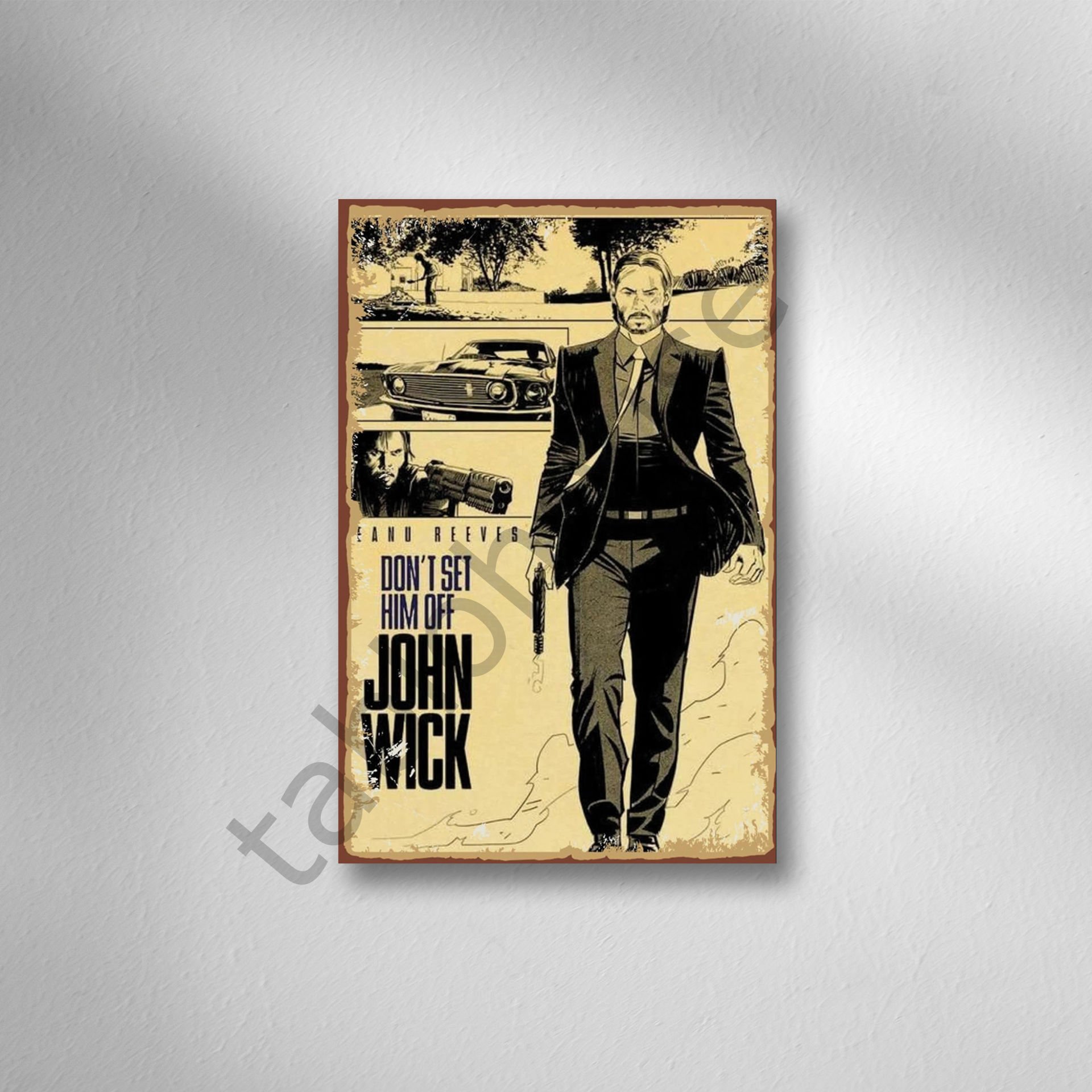 John Wıck Retro Ahşap Poster