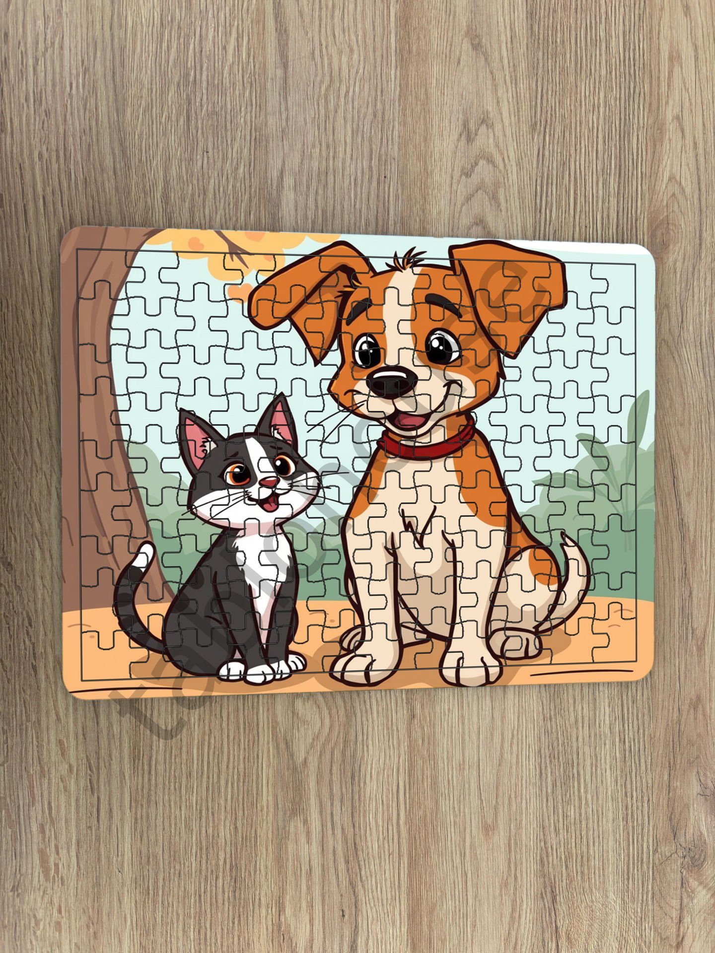 Kedi Köpek  Çocuk Ahşap Puzzle  mobilya
