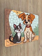 Kedi Köpek  Çocuk Ahşap Puzzle  mobilya