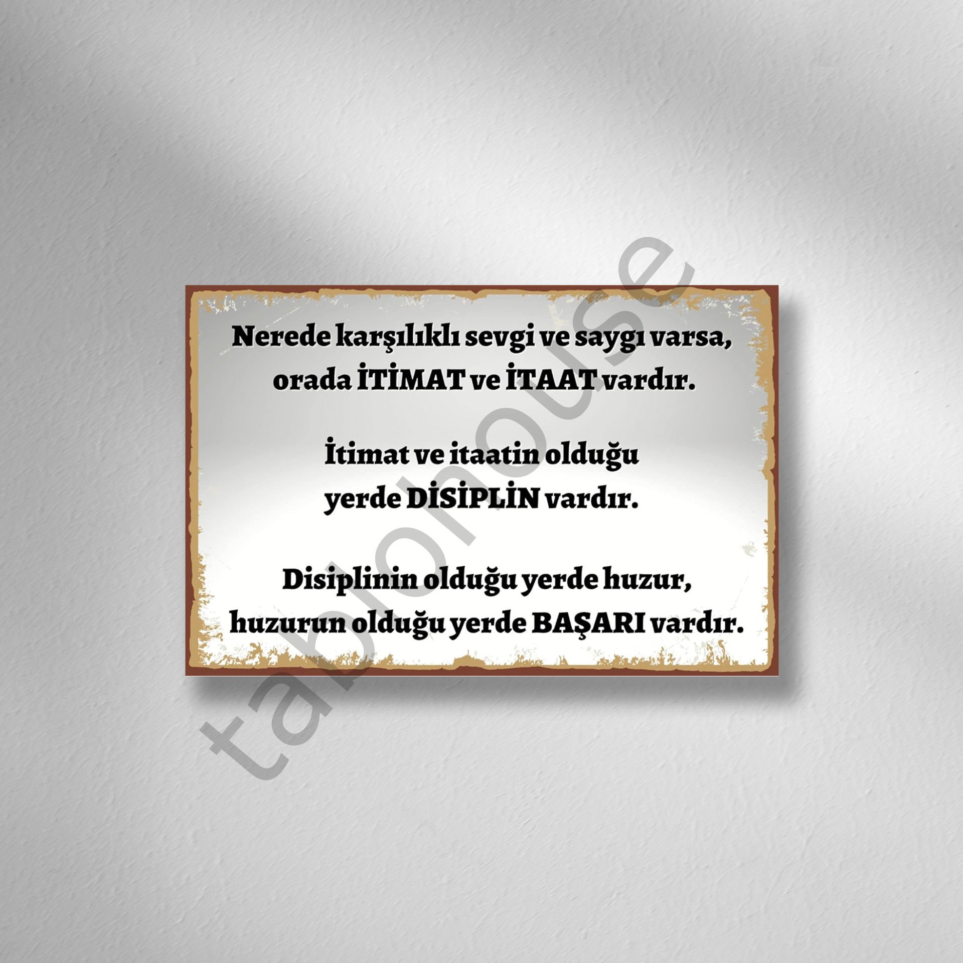 Disiplin ve Başarı Retro Ahşap poster