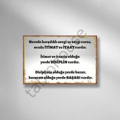 Disiplin ve Başarı Retro Ahşap poster