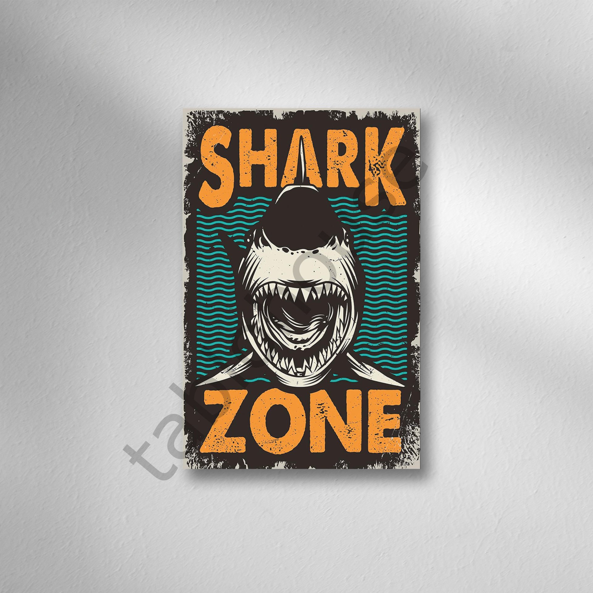 Shark Zone Retro  Ahşap Poster