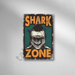 Shark Zone Retro  Ahşap Poster