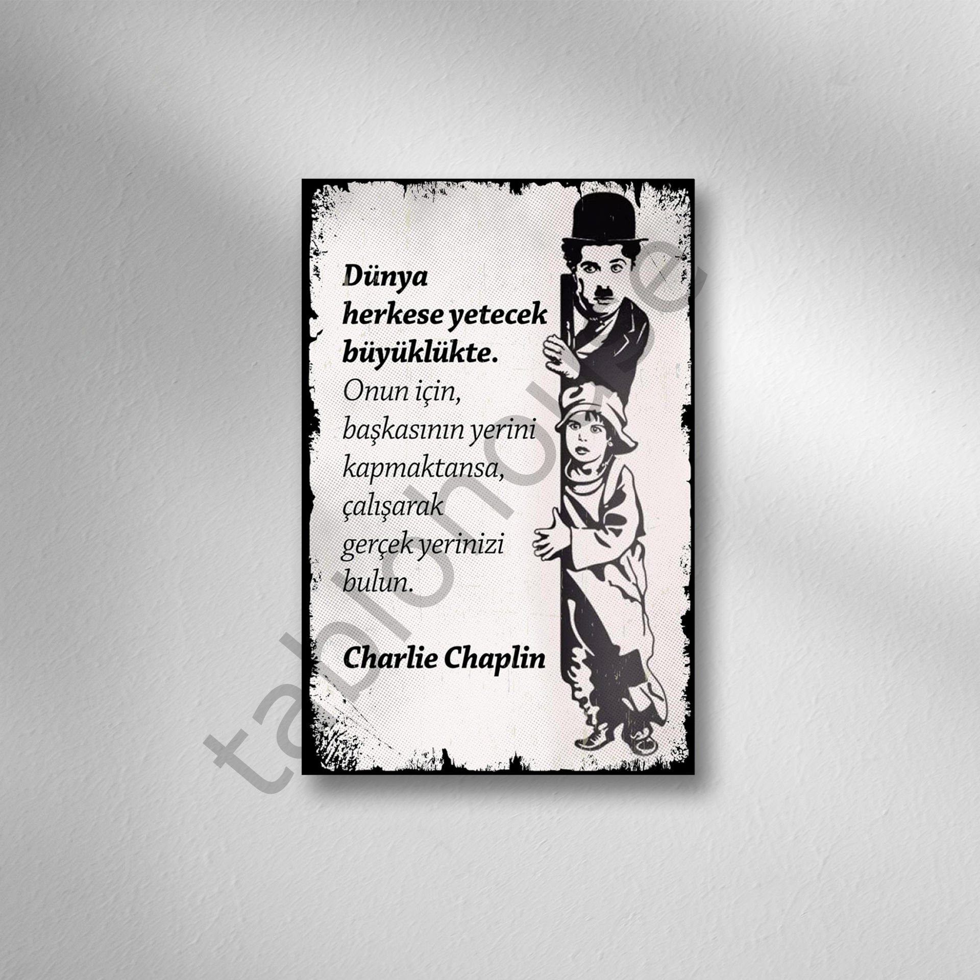 Charlie Chaplin  Retro  Ahşap Poster