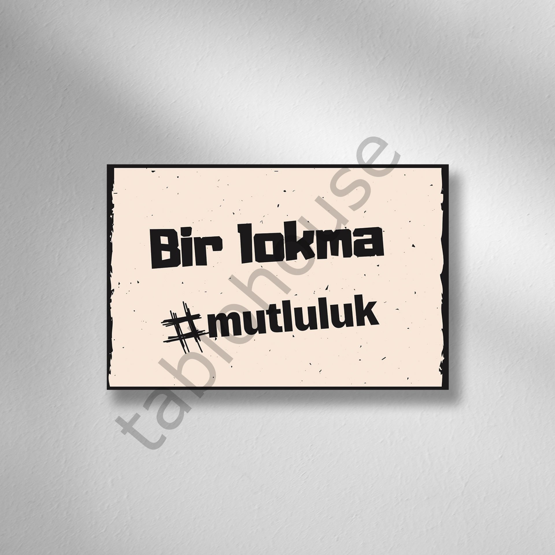 Bir Lokma Mutluluk Retro Ahşap Poster