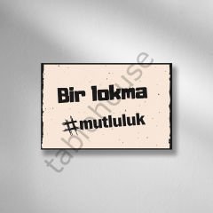 Bir Lokma Mutluluk Retro Ahşap Poster