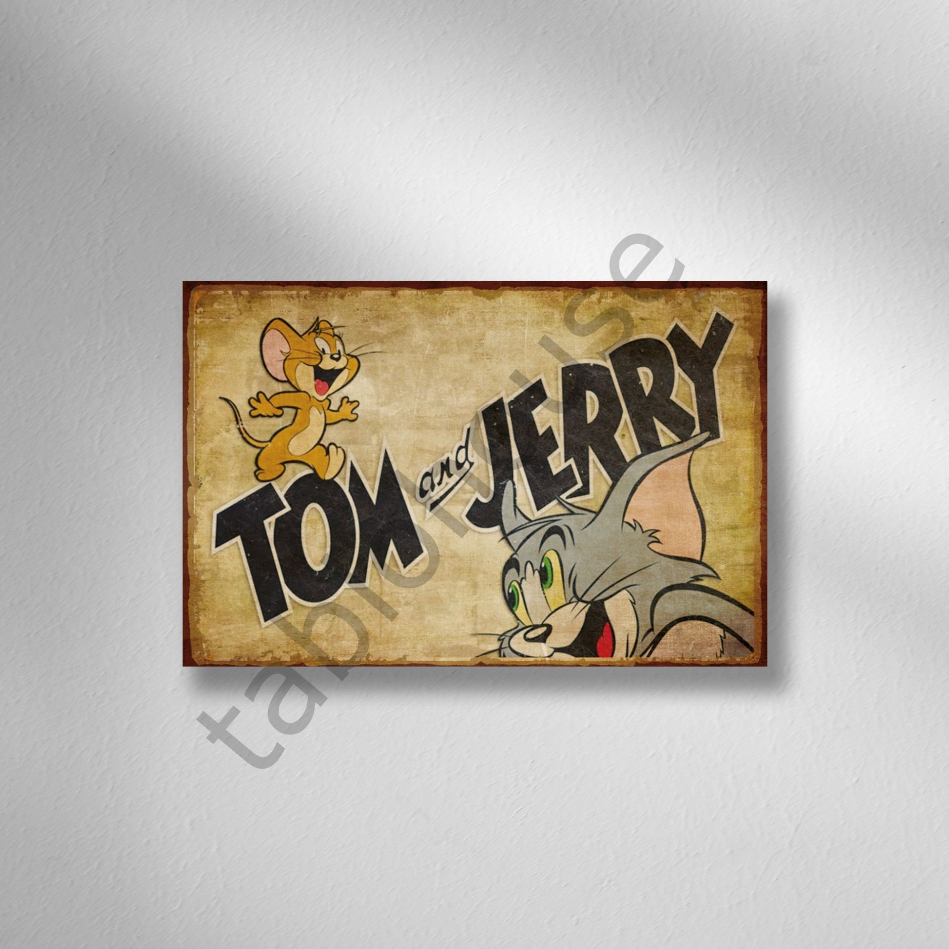 Tom and Jerry Retro Ahşap Poster