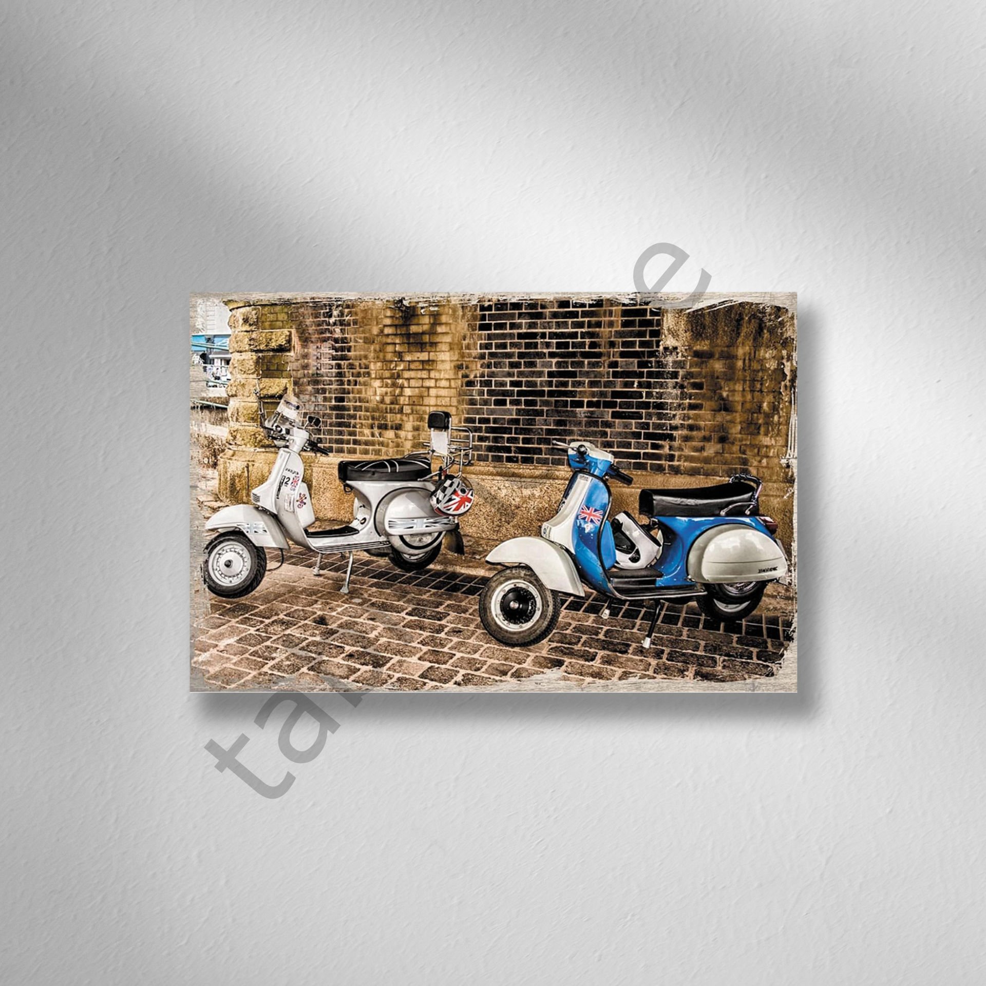 Motor Retro Ahşap poster