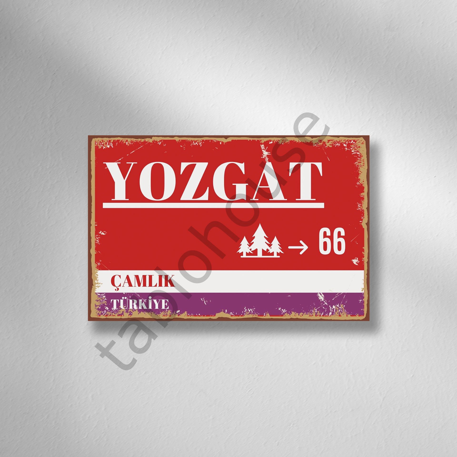 Yozgat Tabelası Retro Ahşap Poster