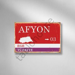 Afyon Tabelası Retro Ahşap Poster