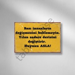 Bazı İnsanların Değişmesini Beklemeyin Retro Ahşap Poster
