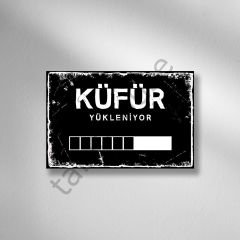 Küfür Yükleniyor Retro Ahşap Poster