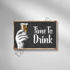 Time To Drink Retro Ahşap Poster
