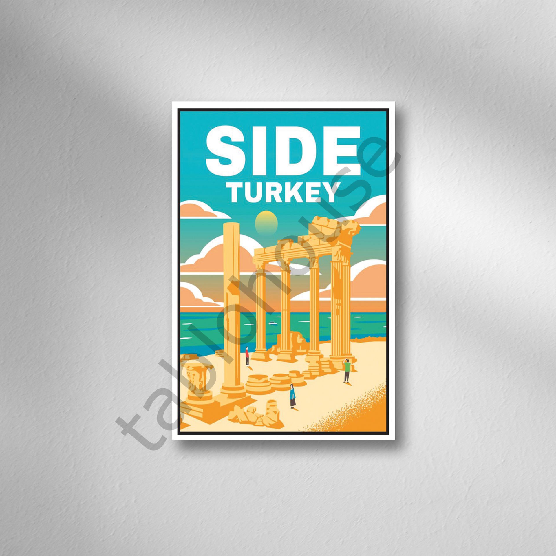 Antalya Side  Retro Ahşap Poster