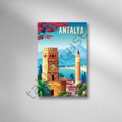 Antalya Retro Ahşap Poster