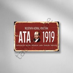 Mustafa Kemal Atatürk Retro Ahşap Poster