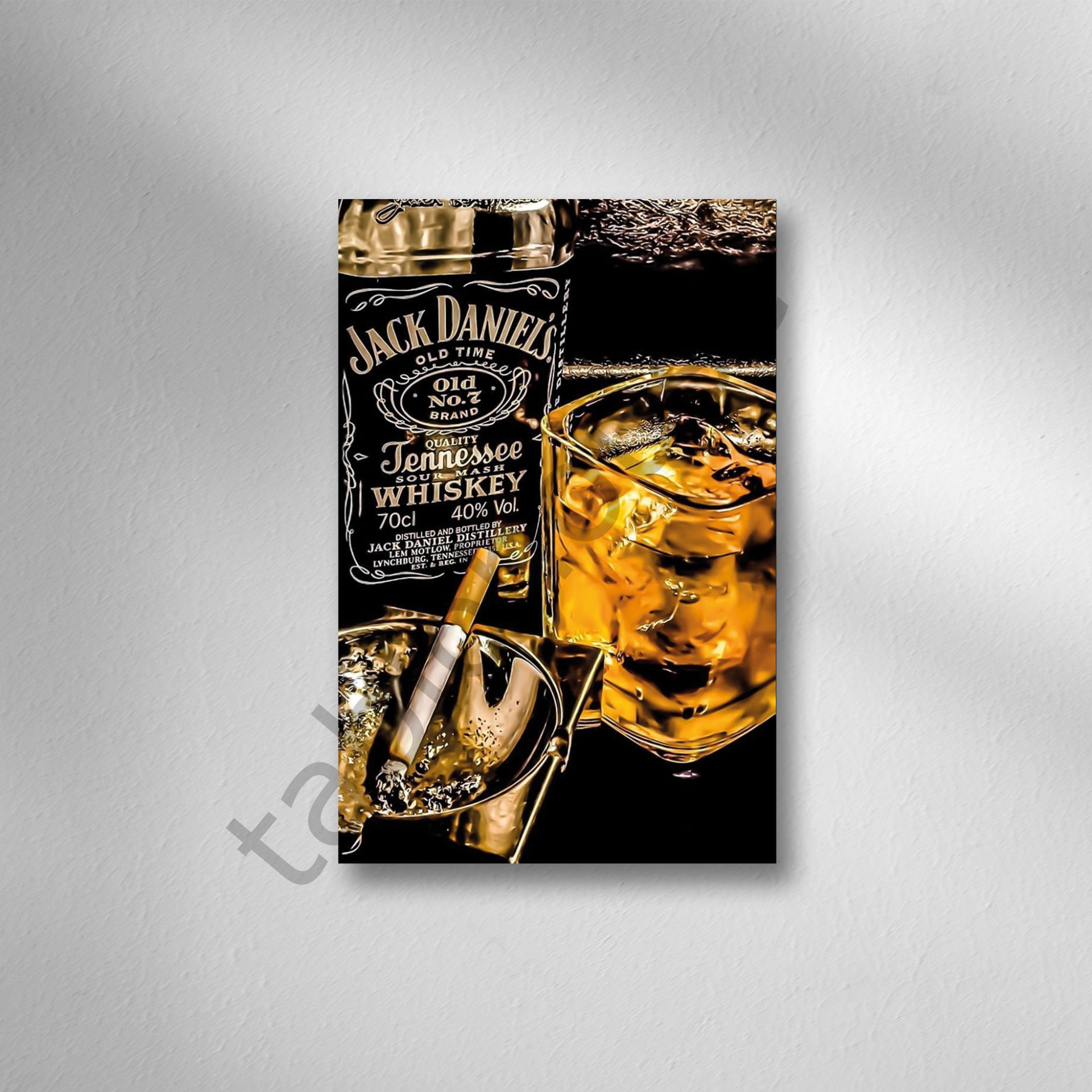 Viski Bardağı Retro Ahşap Poster