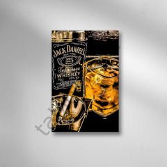 Viski Bardağı Retro Ahşap Poster