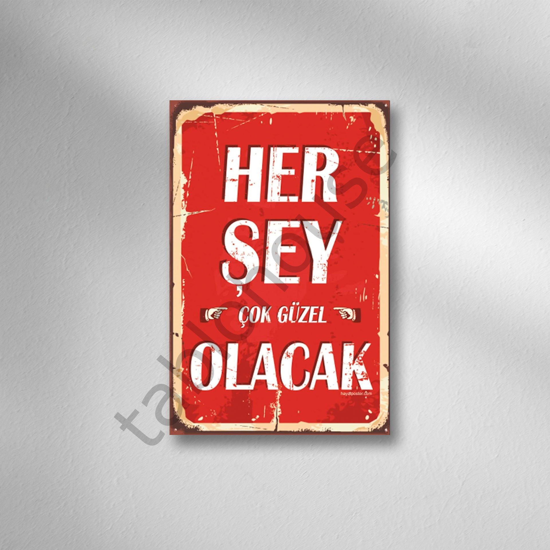 Her Şey Çok Güzel Olacak  Retro  Ahşap Poster