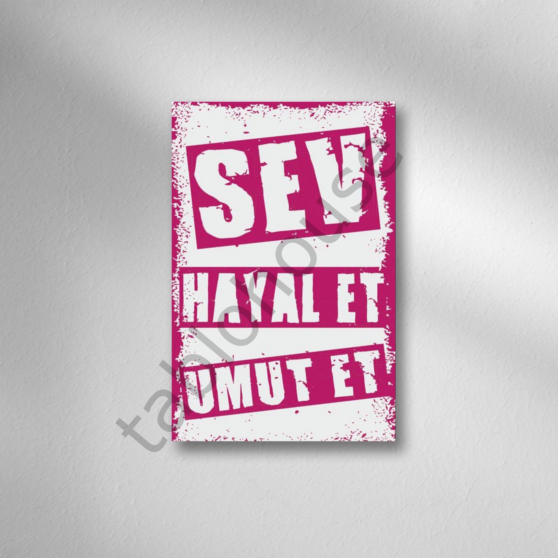 Sev Hayal Et Umut Et Retro  Ahşap Poster