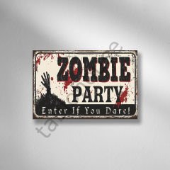 Zombıe Party Retro Ahşap Poster