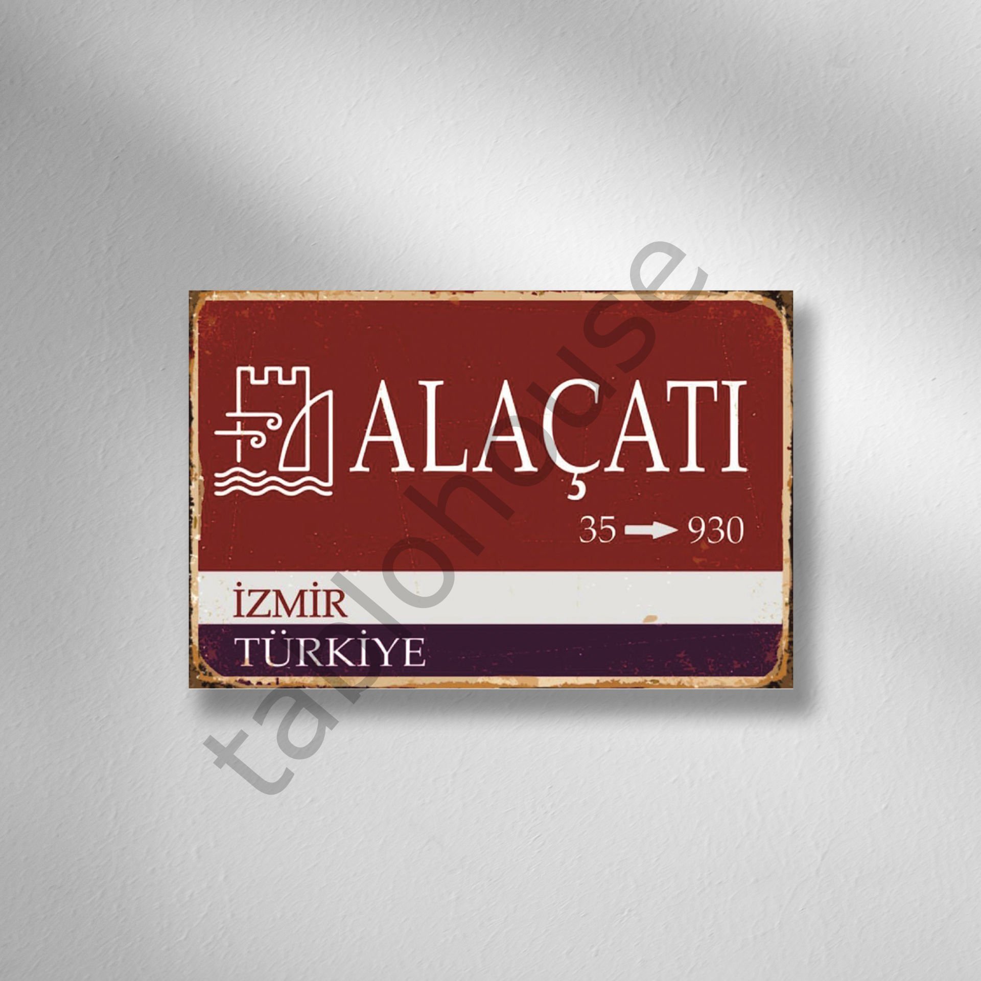 Alaçatı Tabela Retro Ahşap Poster
