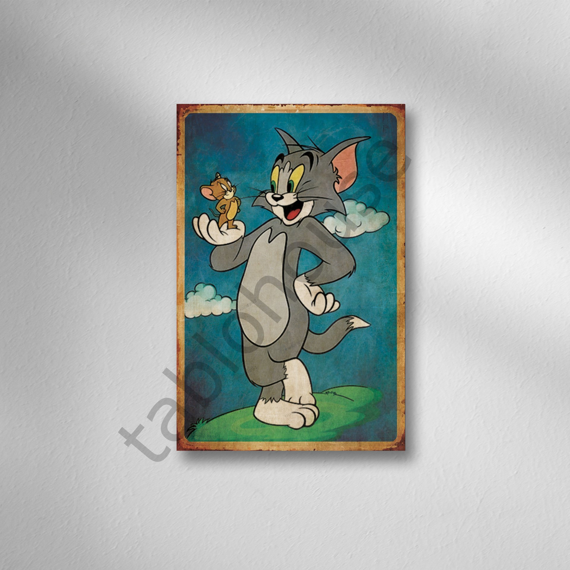 Tom and Jerry Retro Ahşap Poster