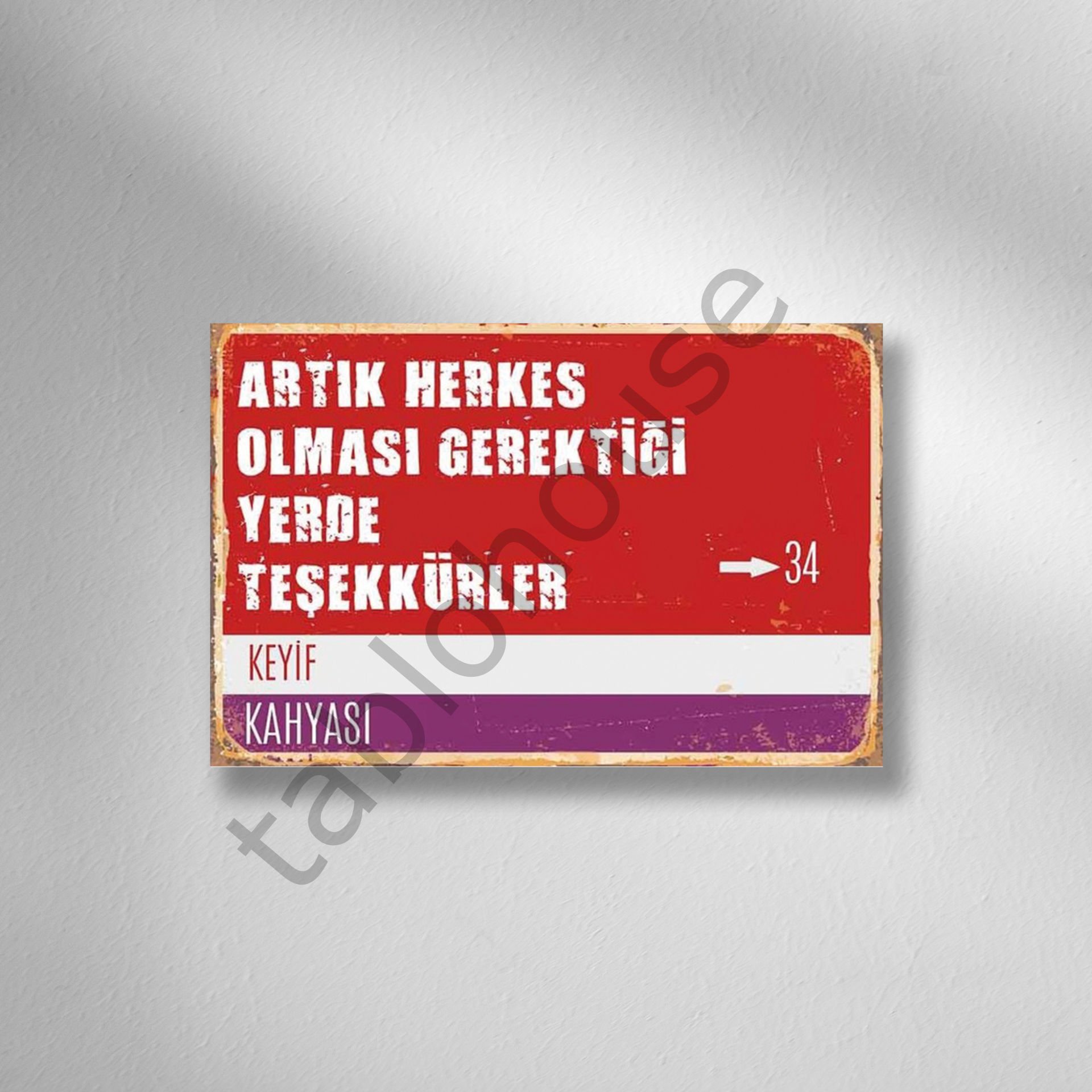 Artık Herkes Olması Gerektiği Yerde Teşekkürler Retro Ahşap Poster