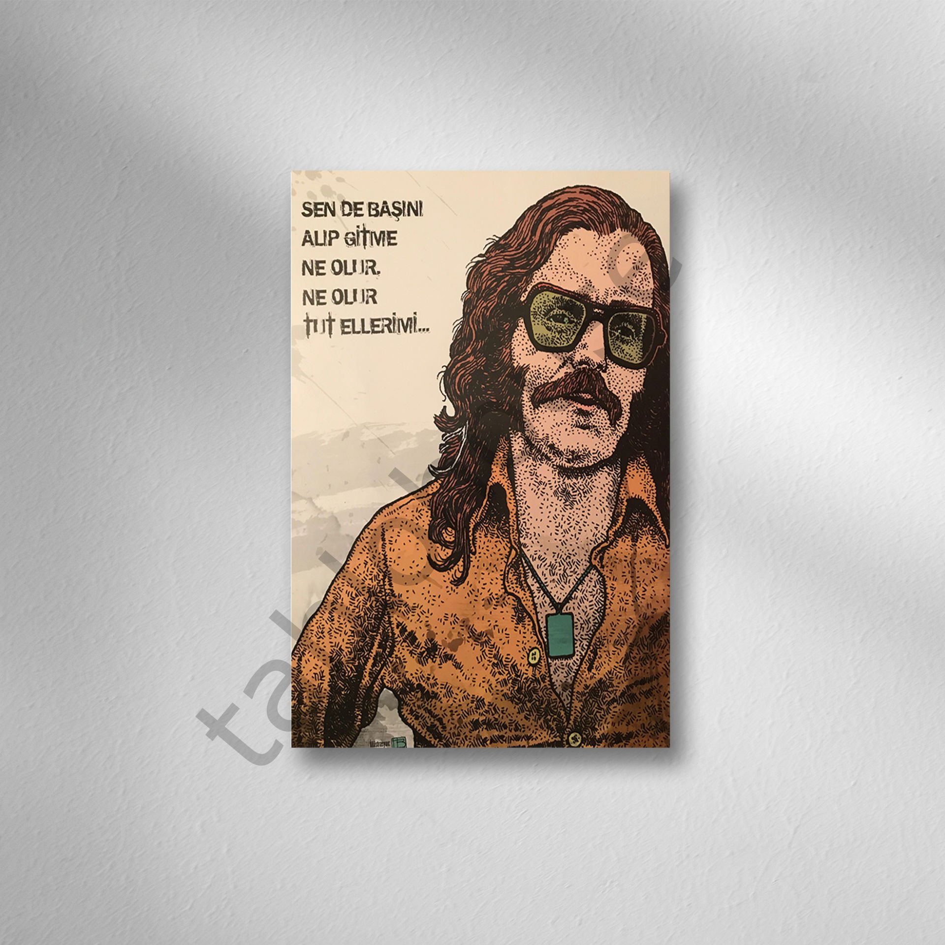 Sende Başını Alıp Gitme Ne Olur Cem Karaca Retro Ahşap Poster