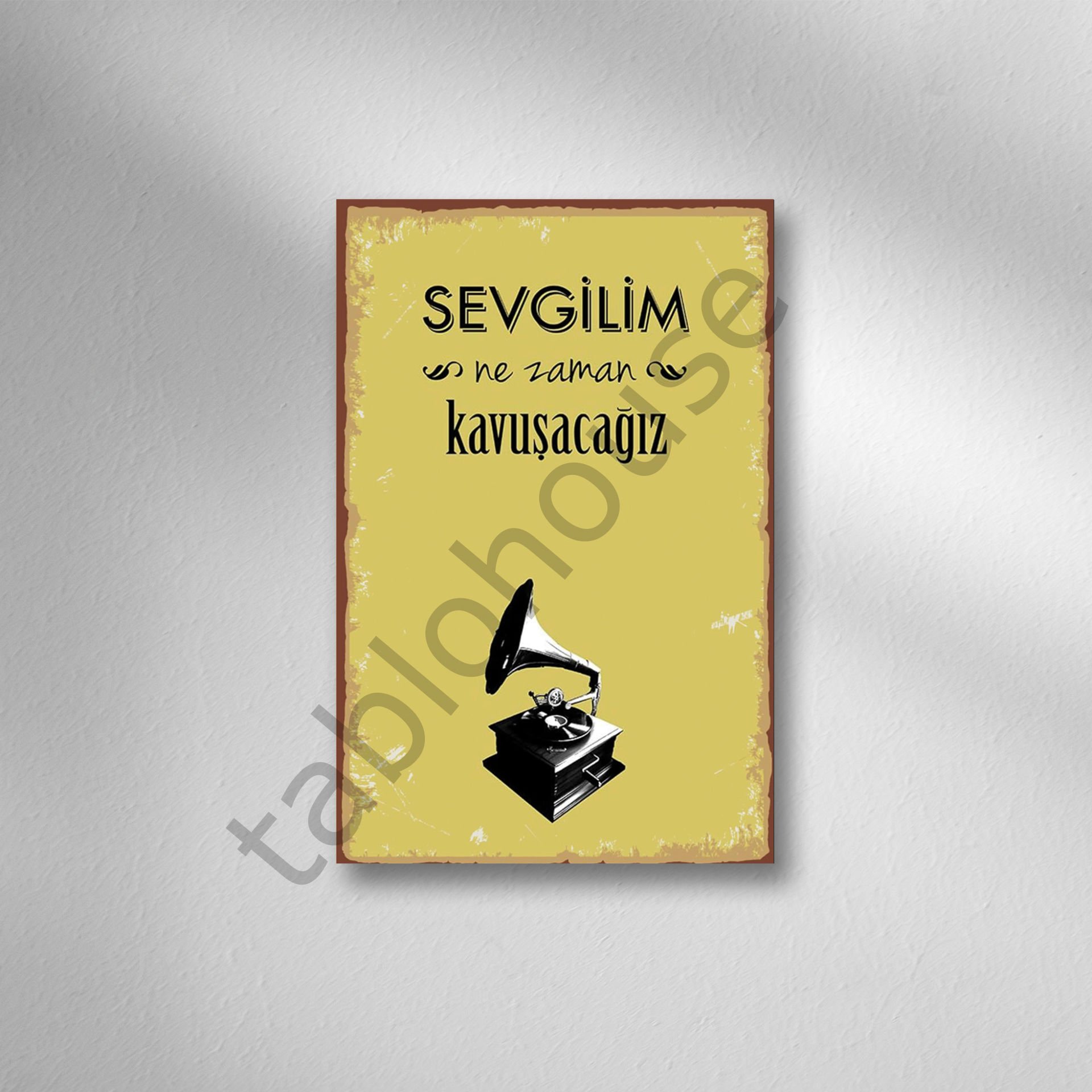Sevgilim Ne Zaman Kavuşacağız Retro  Ahşap Poster