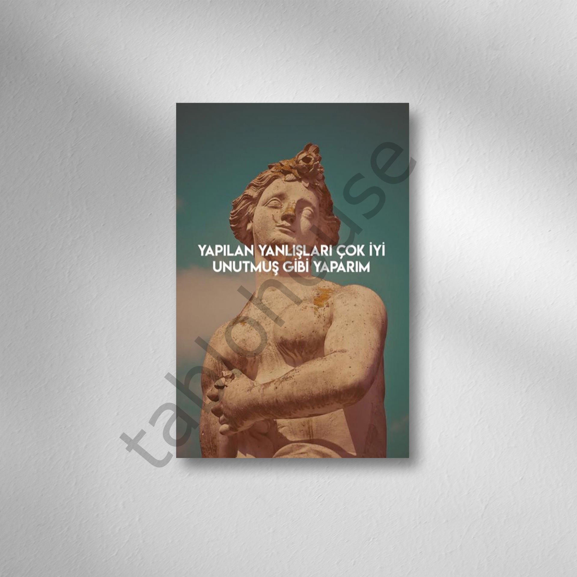 Heykel Mizahı Retro Ahşap Poster