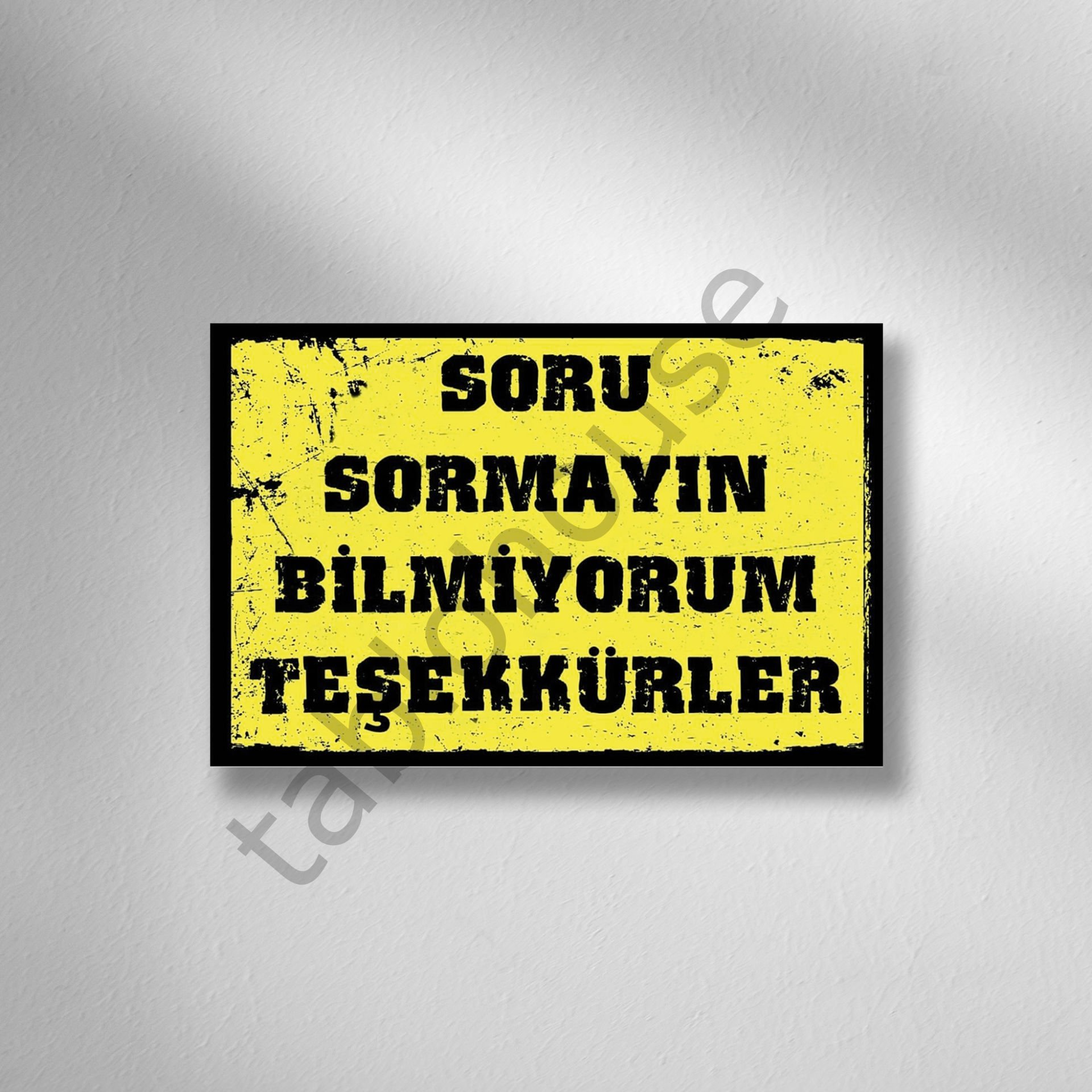Soru Sormayın Bilmiyorum Teşekkürler Retro Ahşap Poster