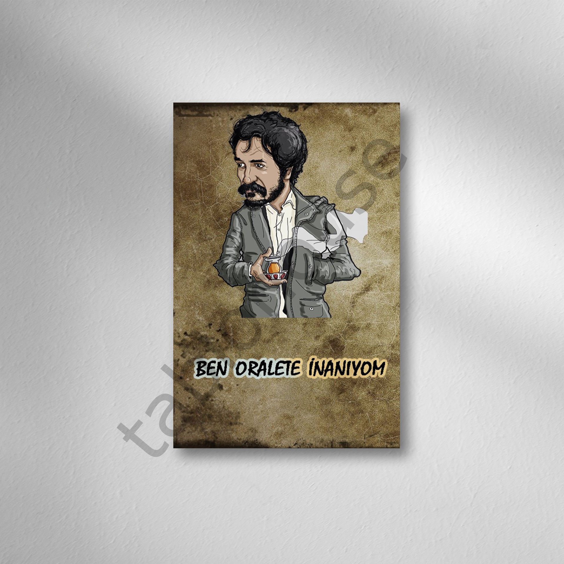 Ben Oralete İnanıyomm Retro Ahşap Poster