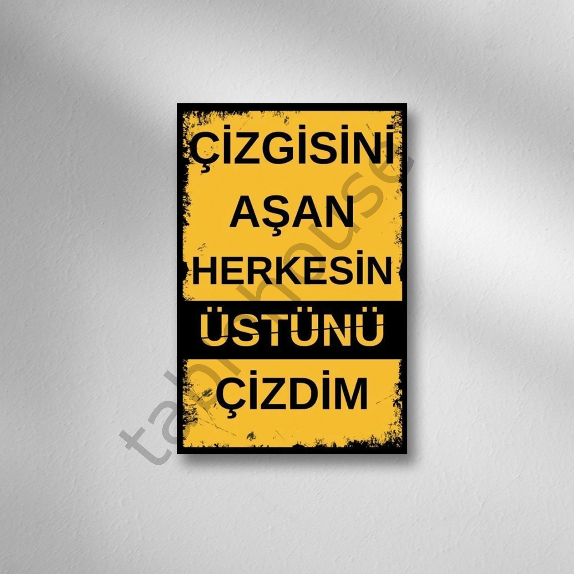Çizgisini Aşan Herkesin Üstünü Çizdim Retro Ahşap Poster