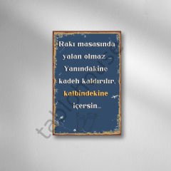 Rakı Masasında Yalan Olmaz Retro Ahşap Poster