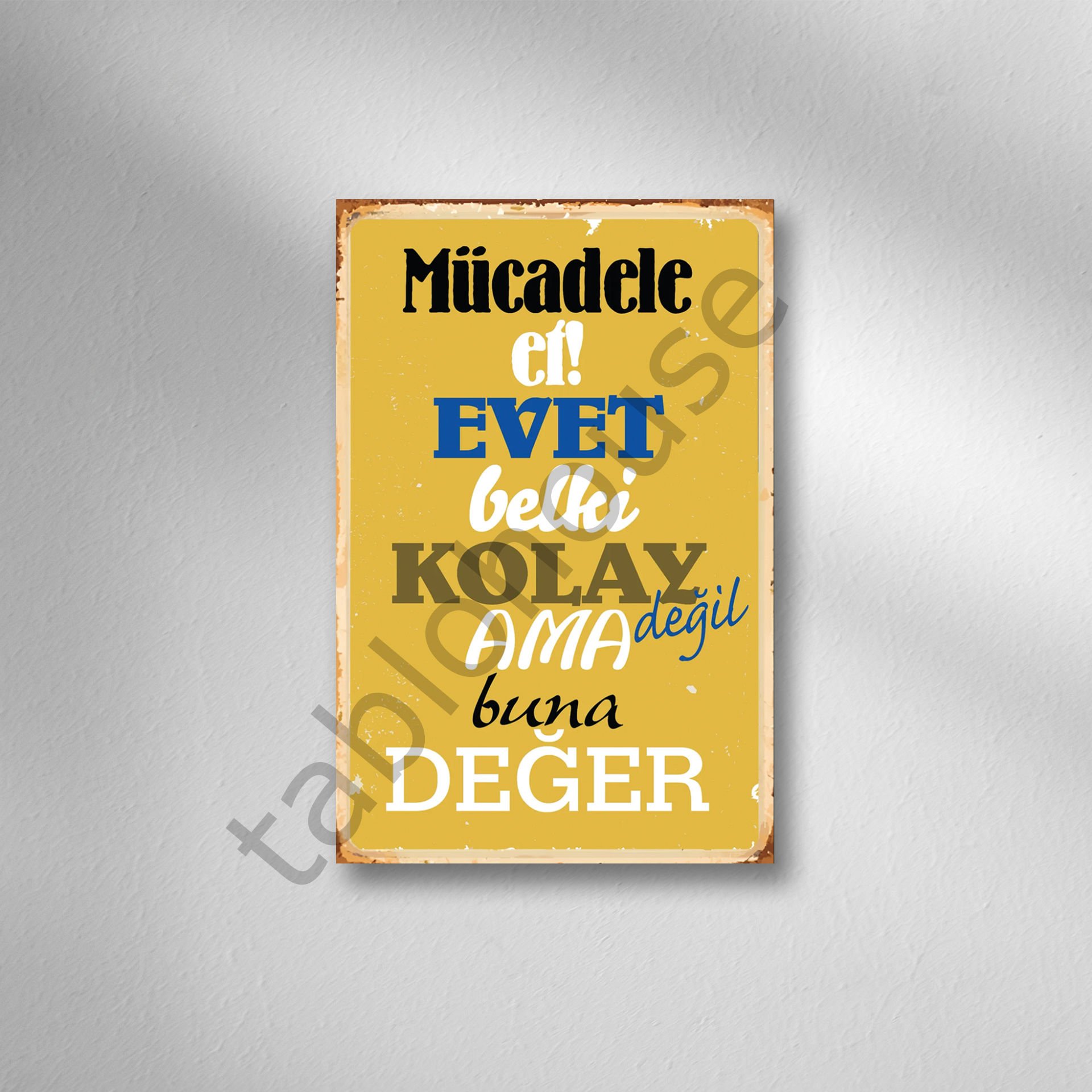 Mücadele Et Retro  Ahşap Poster