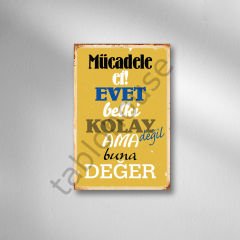 Mücadele Et Retro  Ahşap Poster