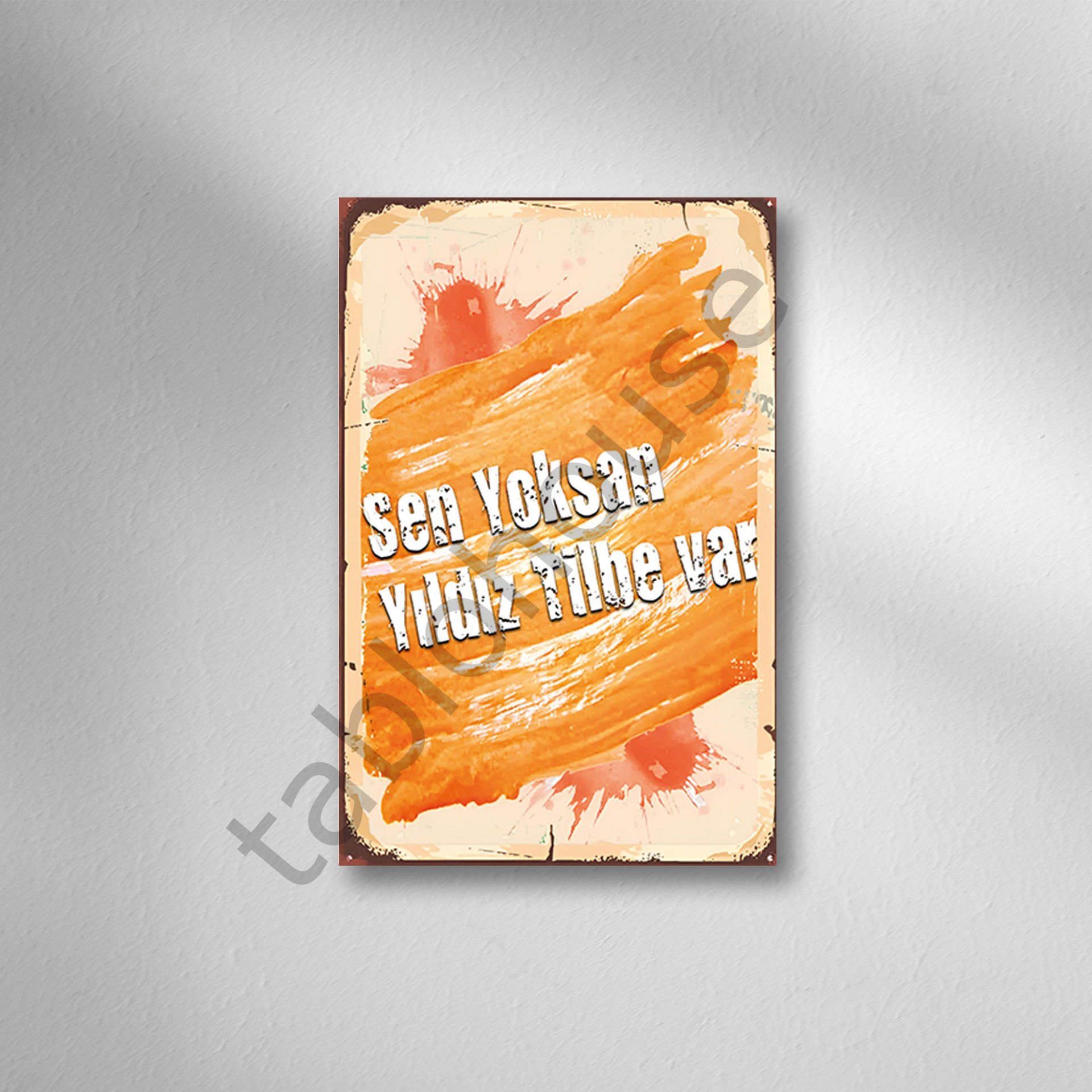 Sen Yoksan Yıldız Tilbe Var  Retro Ahşap Poster
